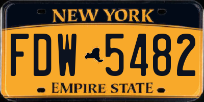 NY license plate FDW5482