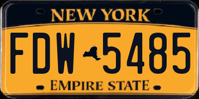 NY license plate FDW5485