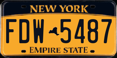 NY license plate FDW5487