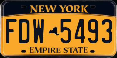 NY license plate FDW5493