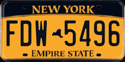 NY license plate FDW5496