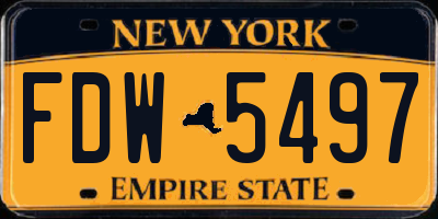 NY license plate FDW5497