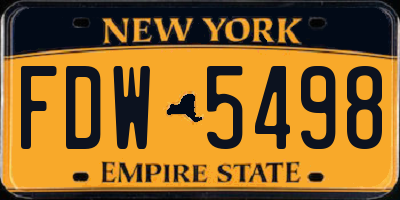 NY license plate FDW5498