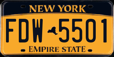 NY license plate FDW5501