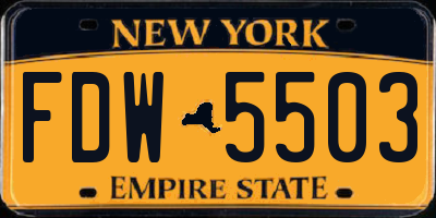 NY license plate FDW5503