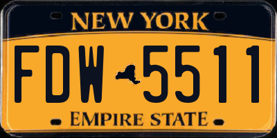 NY license plate FDW5511