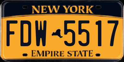 NY license plate FDW5517