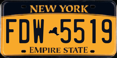 NY license plate FDW5519