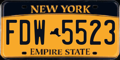 NY license plate FDW5523