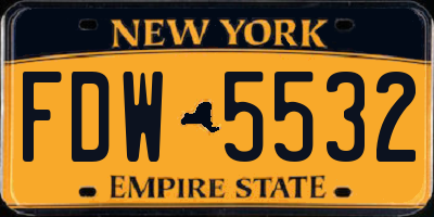 NY license plate FDW5532