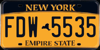 NY license plate FDW5535