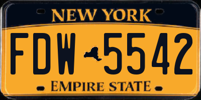NY license plate FDW5542