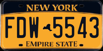 NY license plate FDW5543