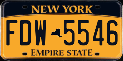 NY license plate FDW5546