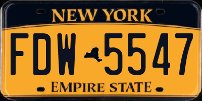NY license plate FDW5547