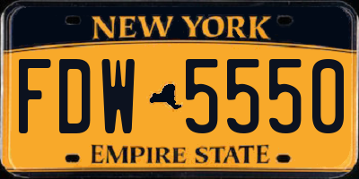NY license plate FDW5550
