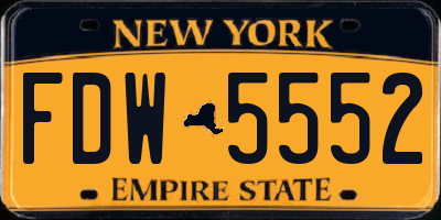 NY license plate FDW5552