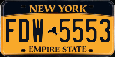 NY license plate FDW5553