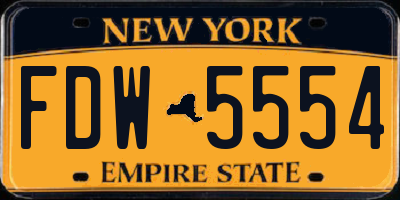 NY license plate FDW5554