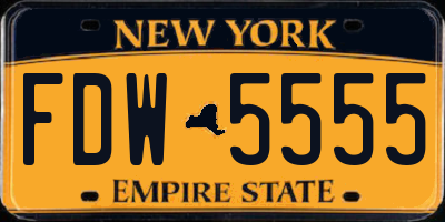 NY license plate FDW5555