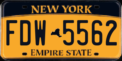 NY license plate FDW5562