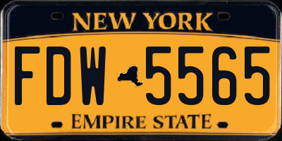 NY license plate FDW5565