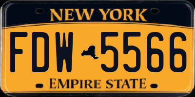 NY license plate FDW5566