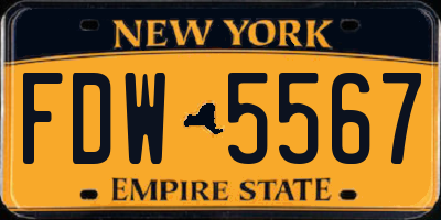 NY license plate FDW5567