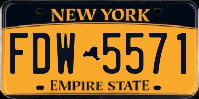 NY license plate FDW5571