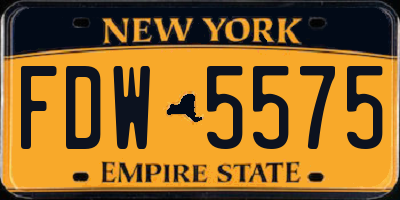 NY license plate FDW5575
