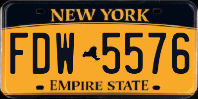 NY license plate FDW5576