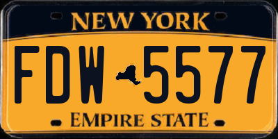 NY license plate FDW5577