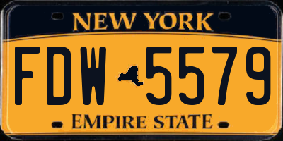 NY license plate FDW5579