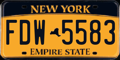 NY license plate FDW5583