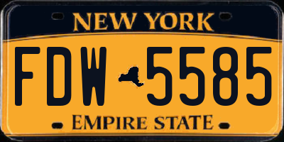 NY license plate FDW5585