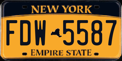 NY license plate FDW5587