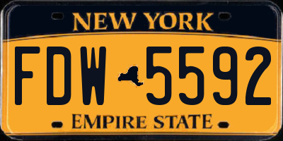 NY license plate FDW5592