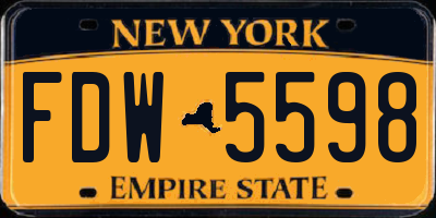 NY license plate FDW5598