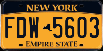 NY license plate FDW5603