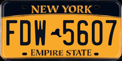 NY license plate FDW5607