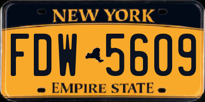NY license plate FDW5609