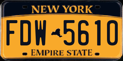 NY license plate FDW5610