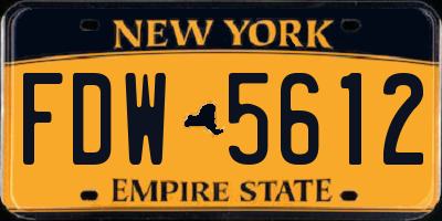 NY license plate FDW5612