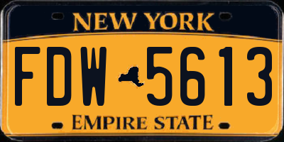 NY license plate FDW5613