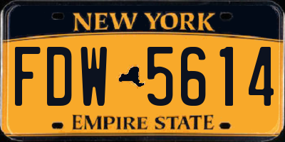 NY license plate FDW5614