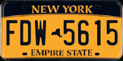 NY license plate FDW5615