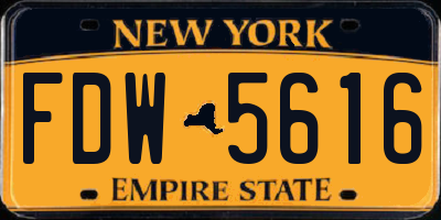 NY license plate FDW5616