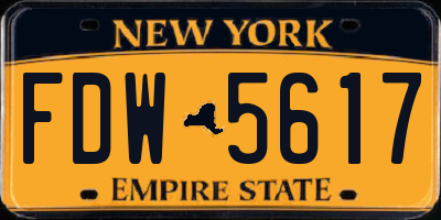 NY license plate FDW5617