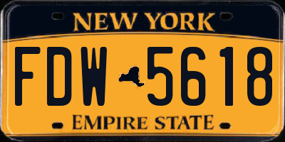 NY license plate FDW5618