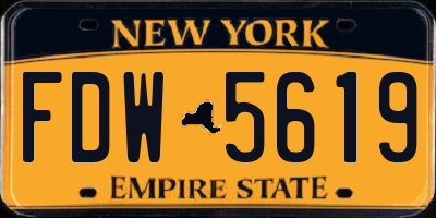 NY license plate FDW5619